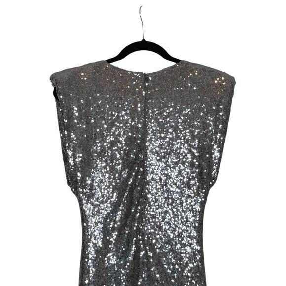 ASTR the Label Structured Padded Silver Gray Sequin Mini Cocktail Dress| XS - Picture 4 of 9